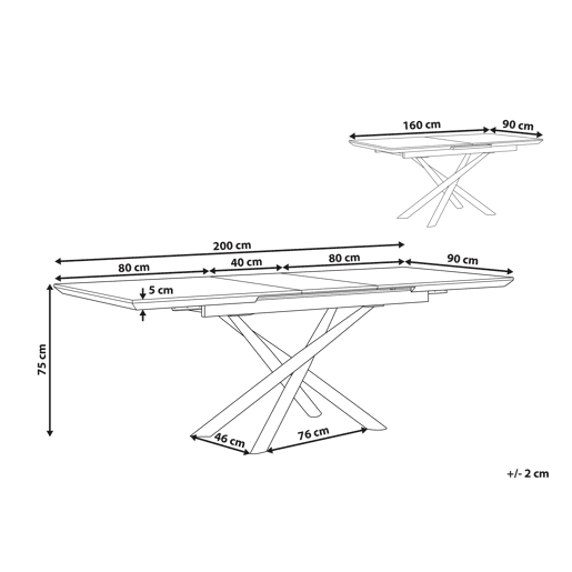 Mesa de jantar extensível MOIRA Branco 160200 cm 90 cm