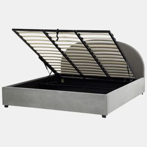 Cama baú Veludo VAUCLUSE 180 x 200 cm Cinzento claro