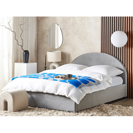 Cama baú Veludo VAUCLUSE 180 x 200 cm Cinzento claro