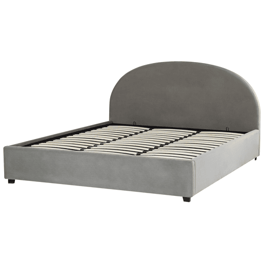 Cama baú Veludo VAUCLUSE 180 x 200 cm Cinzento claro
