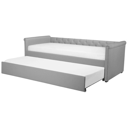 Cama gavetão Tecido LIBOURNE 90 x 200 cm Cinzento claro Cama gavetão Tecido LIBOURNE 90 x 200 cm Cinzento claro