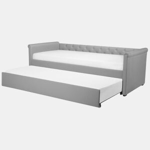Cama gavetão Tecido LIBOURNE 90 x 200 cm Cinzento claro