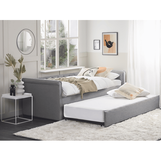 Cama gavetão Tecido LIBOURNE 90 x 200 cm Cinzento claro Cama gavetão Tecido LIBOURNE 90 x 200 cm Cinzento claro
