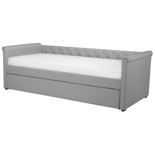 Cama gavetão Tecido LIBOURNE 90 x 200 cm Cinzento claro Cama gavetão Tecido LIBOURNE 90 x 200 cm Cinzento claro
