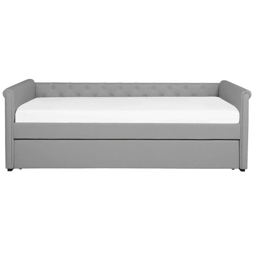 Cama gavetão Tecido LIBOURNE 90 x 200 cm Cinzento claro Cama gavetão Tecido LIBOURNE 90 x 200 cm Cinzento claro