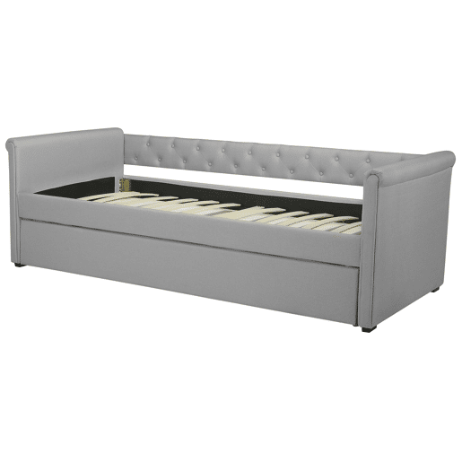 Cama gavetão Tecido LIBOURNE 90 x 200 cm Cinzento claro Cama gavetão Tecido LIBOURNE 90 x 200 cm Cinzento claro