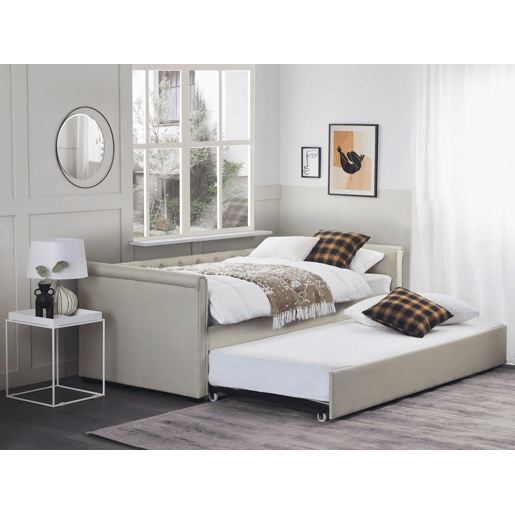 Cama gavetão Tecido LIBOURNE 90 x 200 cm Creme