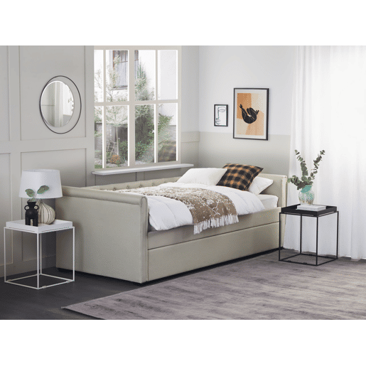Cama gavetão Tecido LIBOURNE 90 x 200 cm Creme