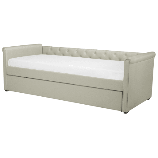 Cama gavetão Tecido LIBOURNE 90 x 200 cm Creme
