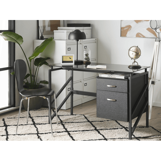 Secretária MORITON Preto 117 cm 57 cm com arrumação