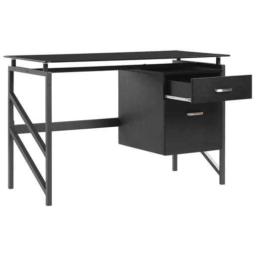 Secretária MORITON Preto 117 cm 57 cm com arrumação