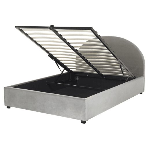 Cama baú Veludo VAUCLUSE 160 x 200 cm Cinzento claro