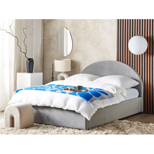 Cama baú Veludo VAUCLUSE 160 x 200 cm Cinzento claro