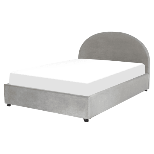 Cama baú Veludo VAUCLUSE 160 x 200 cm Cinzento claro