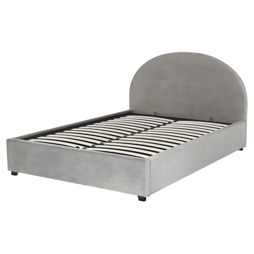Cama baú Veludo VAUCLUSE 160 x 200 cm Cinzento claro