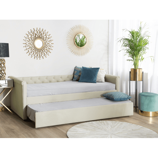 Cama gavetão Tecido LIBOURNE 80 x 200 cm Creme