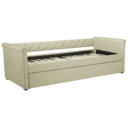 Cama gavetão Tecido LIBOURNE 80 x 200 cm Creme