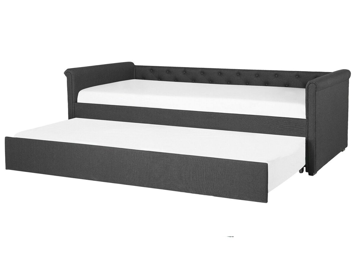 Beliani Cama nido Poliéster LIBOURNE 92x220 Gris Oscuro