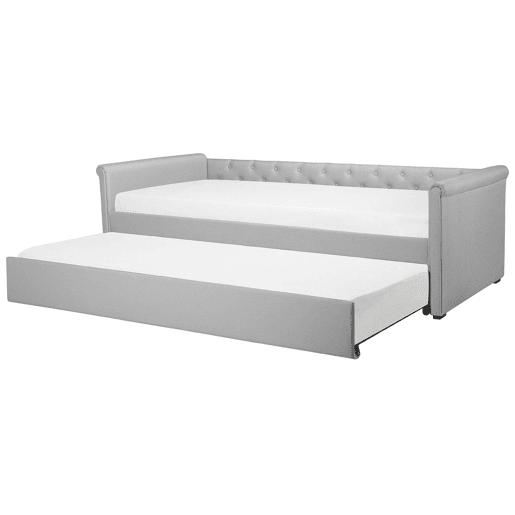 Cama gavetão Tecido LIBOURNE 80 x 200 cm Cinzento claro