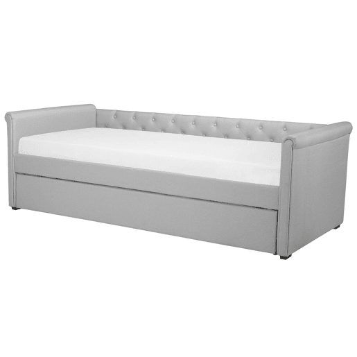 Cama gavetão Tecido LIBOURNE 80 x 200 cm Cinzento claro