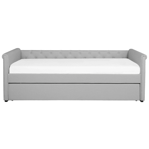 Cama gavetão Tecido LIBOURNE 80 x 200 cm Cinzento claro