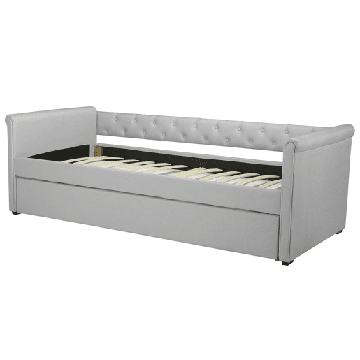 Cama gavetão Tecido LIBOURNE 80 x 200 cm Cinzento claro