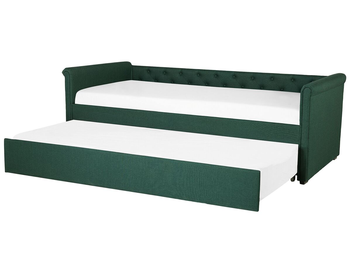 Beliani Cama nido Poliéster LIBOURNE 92x220 Verde Oscuro