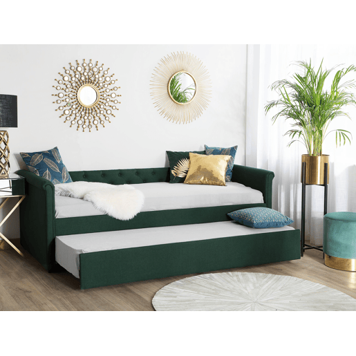 Cama gavetão Tecido LIBOURNE 80 x 200 cm Verde escuro