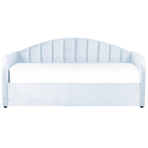 Cama gavetão Veludo EYBURIE 90 x 200 cm Azul claro