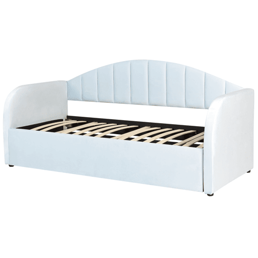 Cama gavetão Veludo EYBURIE 90 x 200 cm Azul claro