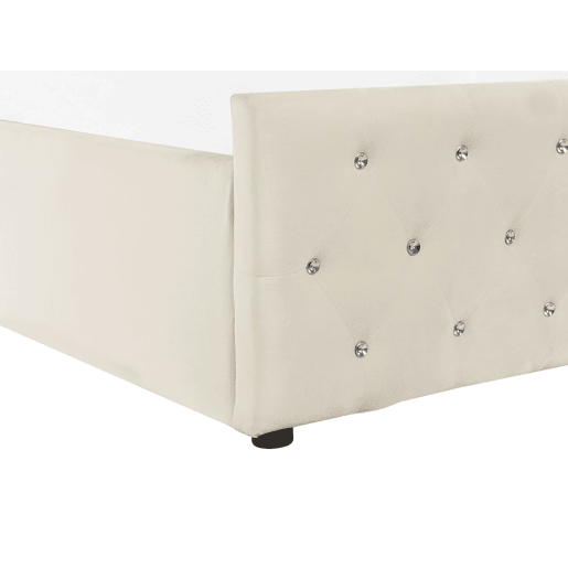 Cama baú Veludo AMIENS 180 x 200 cm Creme claro
