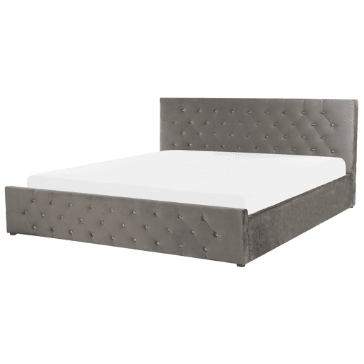Cama baú Veludo AMIENS 180 x 200 cm Cinzento