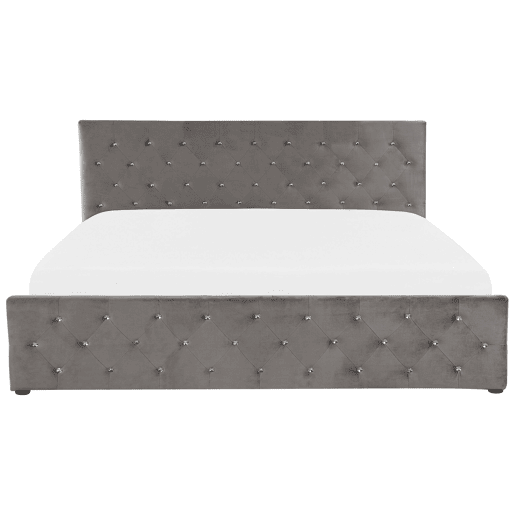 Cama baú Veludo AMIENS 180 x 200 cm Cinzento