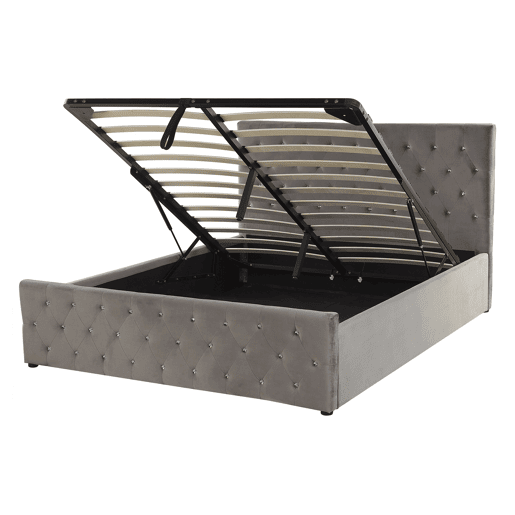 Cama baú Veludo AMIENS 140 x 200 cm Cinzento