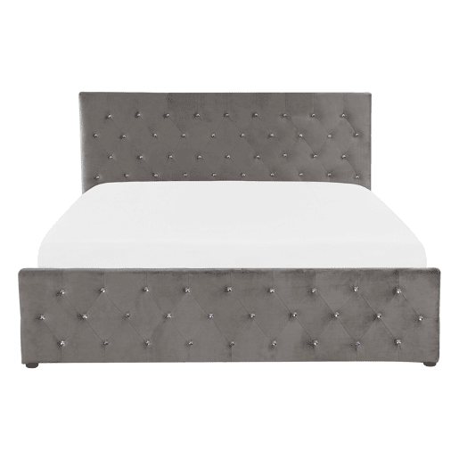 Cama baú Veludo AMIENS 140 x 200 cm Cinzento
