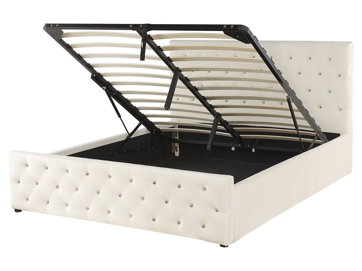 Beliani Cama con almacenaje Terciopelo AMIENS 171x217 Beige