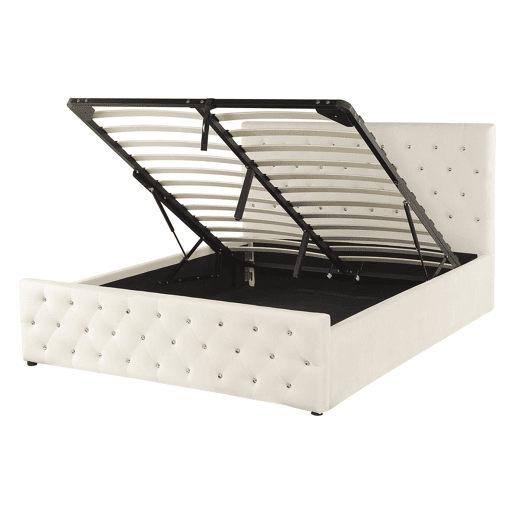 Cama baú Veludo AMIENS 140 x 200 cm Creme claro