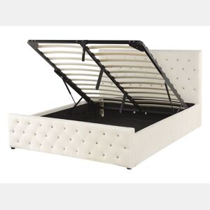 Cama baú Veludo AMIENS 140 x 200 cm Creme claro