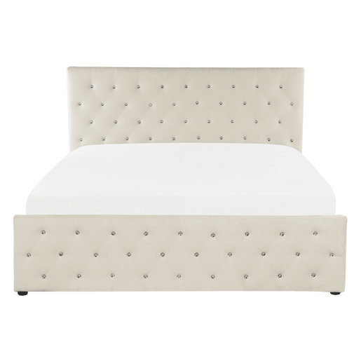 Cama baú Veludo AMIENS 140 x 200 cm Creme claro