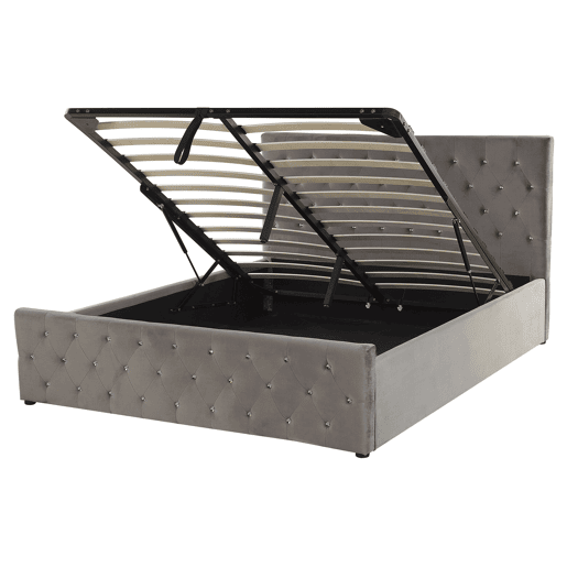 Cama baú Veludo AMIENS 160 x 200 cm Cinzento