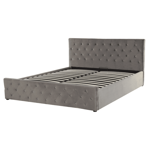 Cama baú Veludo AMIENS 160 x 200 cm Cinzento