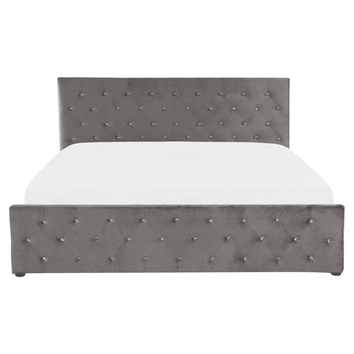 Cama baú Veludo AMIENS 160 x 200 cm Cinzento