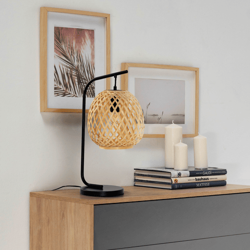 Candeeiro de mesa em bambu Reiko, diâmetro 50,5 cm