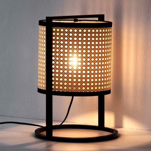 Candeeiro de mesa Ukara em vime sintético, diâmetro 38 cm
