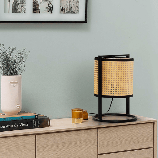 Candeeiro de mesa Ukara em vime sintético, diâmetro 38 cm