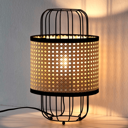 Candeeiro de mesa Nozomi em rattan sintético, diâmetro 38 cm