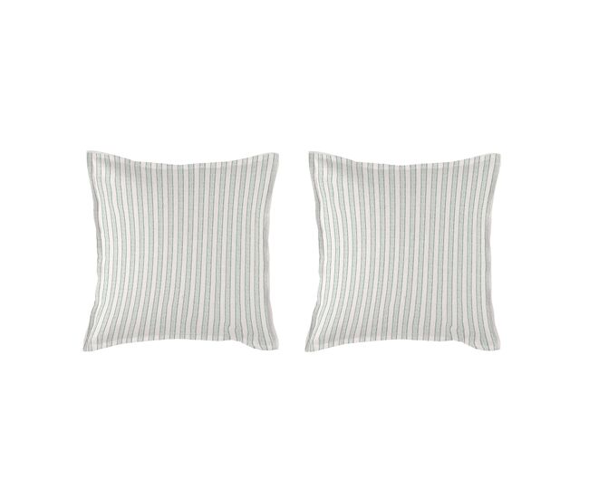 2 fundas de almohada 100% algodón percal orgánico kerala 50x50+2,5 cm - verde claro