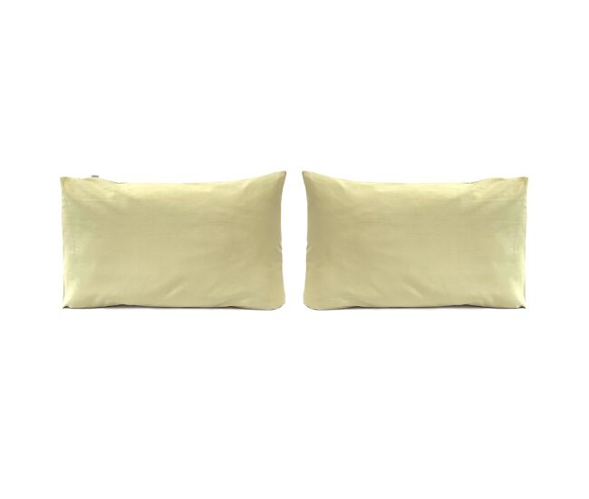 2 fundas de almohada de algodón orgánico liso 50x75 cm - amarillo claro
