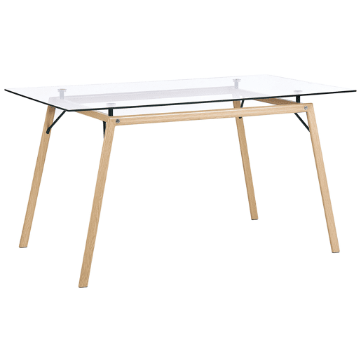 Mesa de jantar KAMINA Castanho claro 140 cm 80 cm Vidro de segurança (temperado)