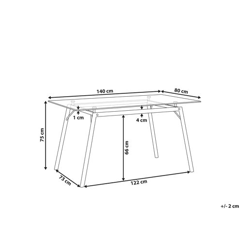 Mesa de jantar KAMINA Castanho claro 140 cm 80 cm Vidro de segurança (temperado)